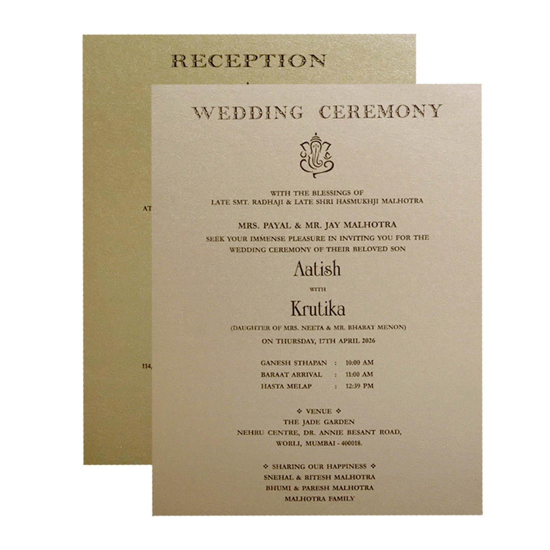 Orange Gold Embossed Floral Padded Wedding Card-KMMWD1136