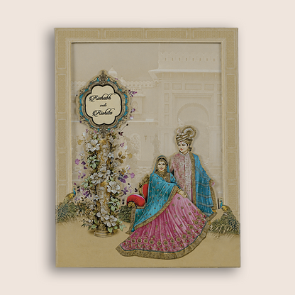 Sandal Laser Cut Bride Groom Padded Wedding Card - KAA05830