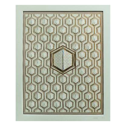 Ivory &amp; Gold Padded Geometric Wedding Invitation Card-KPR24770