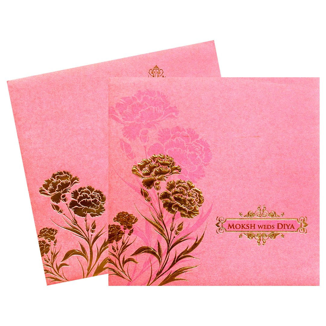 Pink Gold Floral Wedding Card-KPR06130