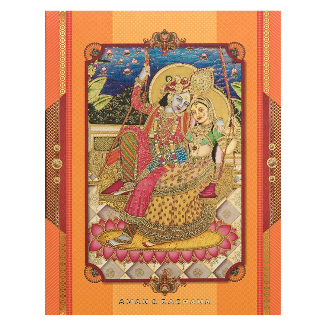 Orange Radha Krishna Swing Padded Wedding-KBM05050