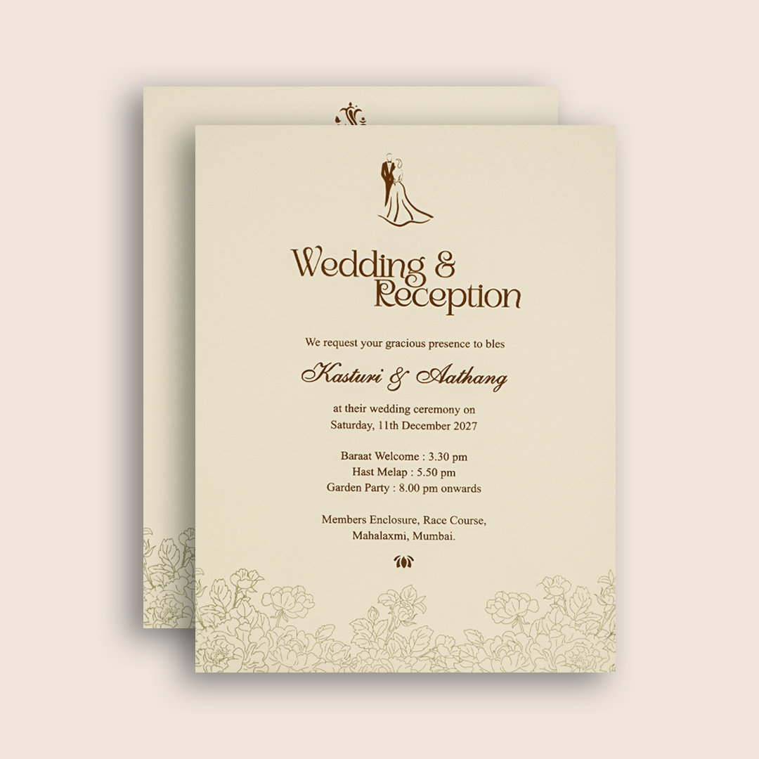 Ivory Embossed Floral Padded Invitation Card - KPR010250