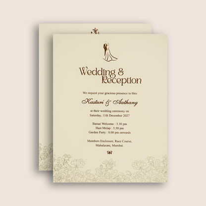 Ivory Embossed Floral Padded Invitation Card - KPR010250