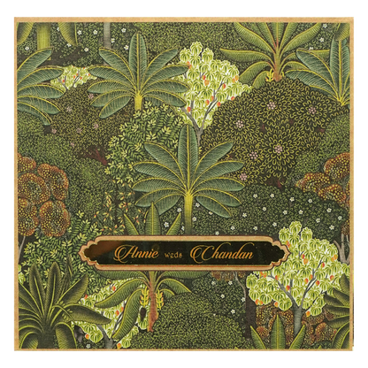 Green Forest Floral Padded Wedding Card-KBM05200