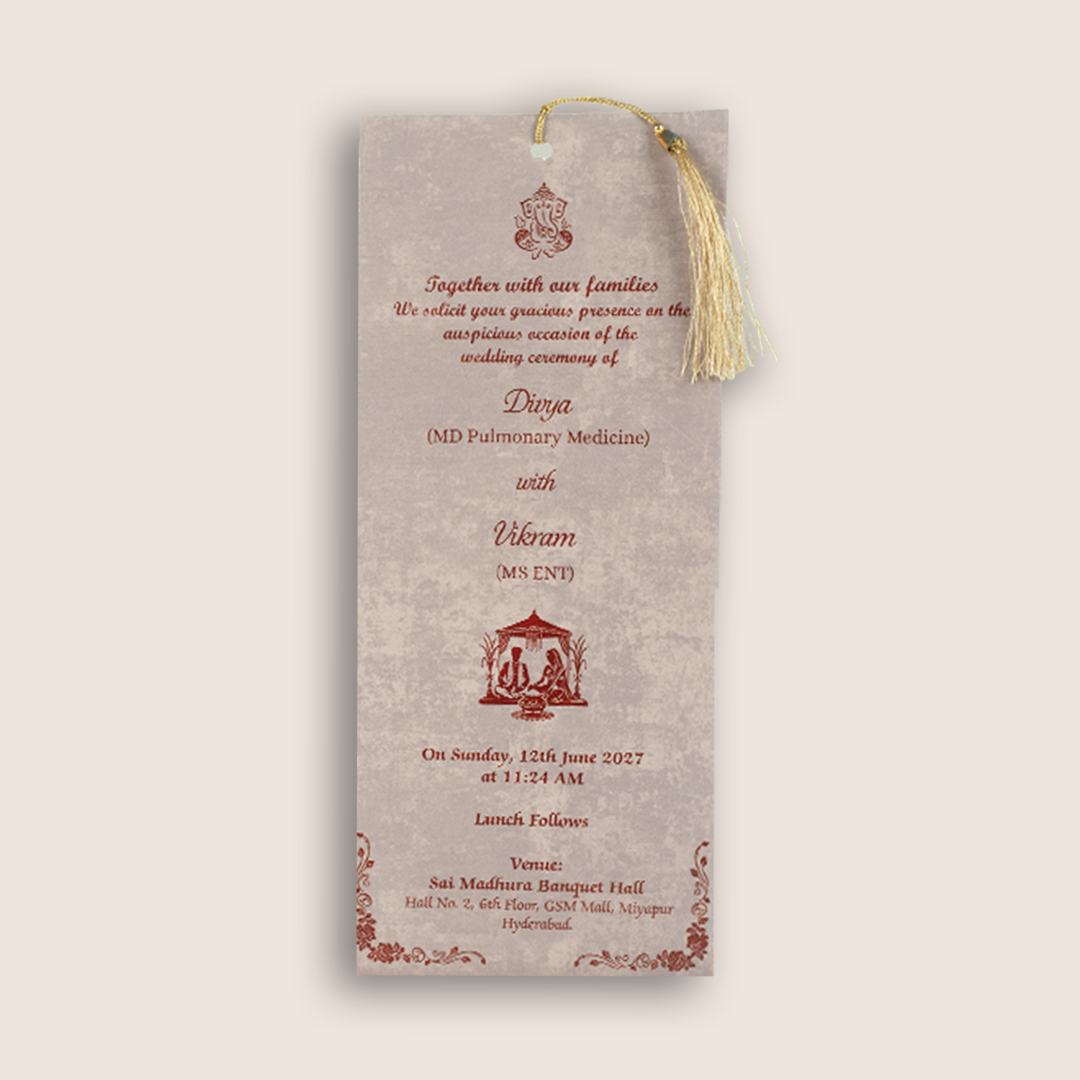 Lavender Single Sheet Wedding Card- KNPD1304
