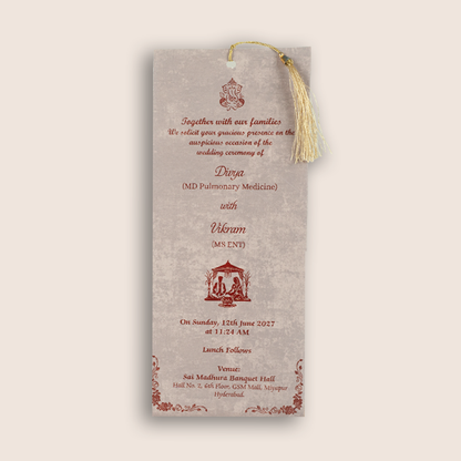 Lavender Single Sheet Wedding Card- KNPD1304