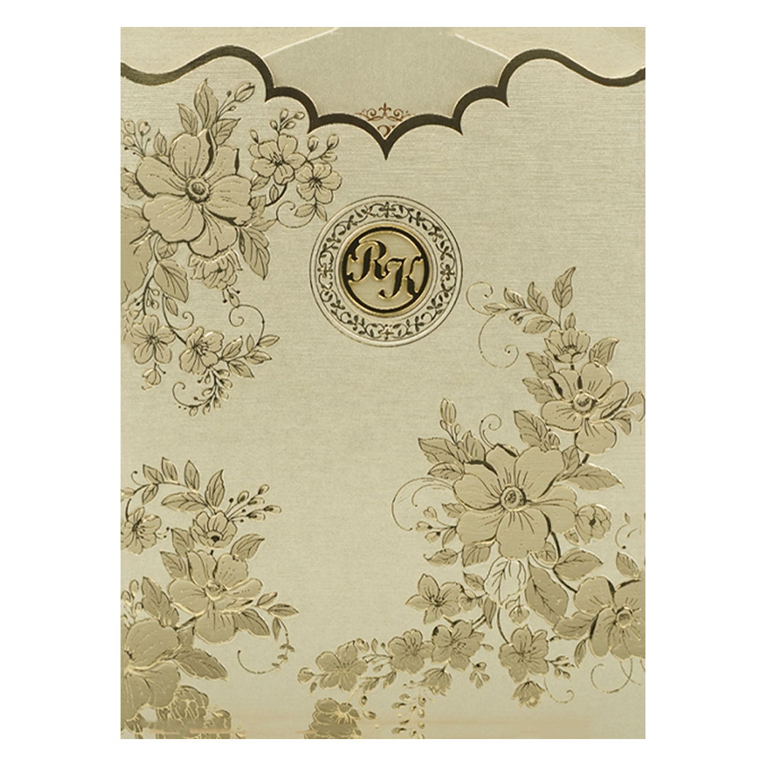 Gold Floral Wedding Card-KSI64870