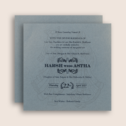 Classic Blue Handmade Paper Invitation Card - KPR07390