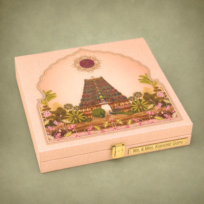 Pink Premium Temple Arch Luxury Invitation Box - KNKUP055