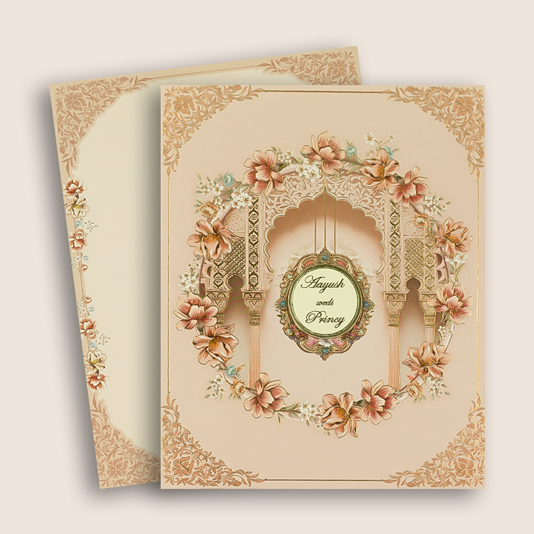 Peach Floral Wedding Invitation -  KAA05160