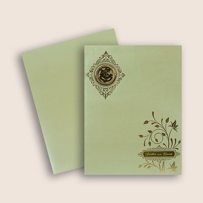 Light Olive Green Wedding Card - KNKGN5026
