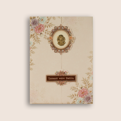 Pink Floral Door Style Wedding Invitation Card - KSH73450
