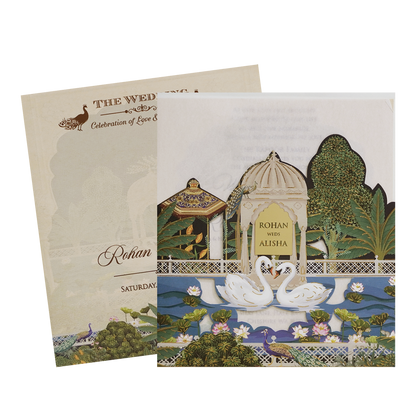 Luxury Cream Garden Laser-Cut Wedding Card - KFR16220