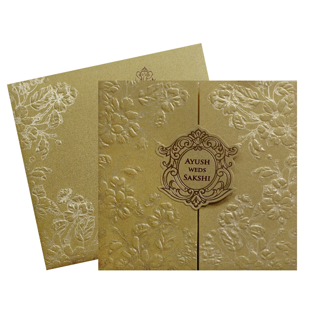 Metallic Gold Door Style Wedding Card-KPR06080