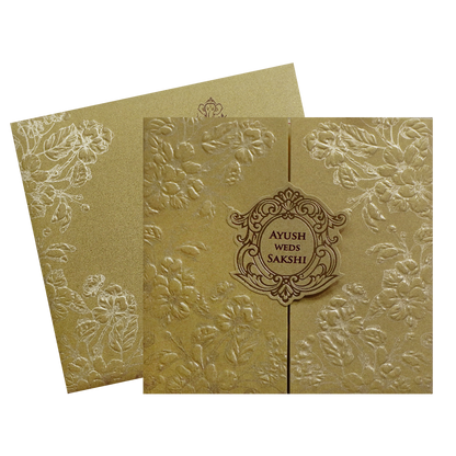 Metallic Gold Door Style Wedding Card-KPR06080