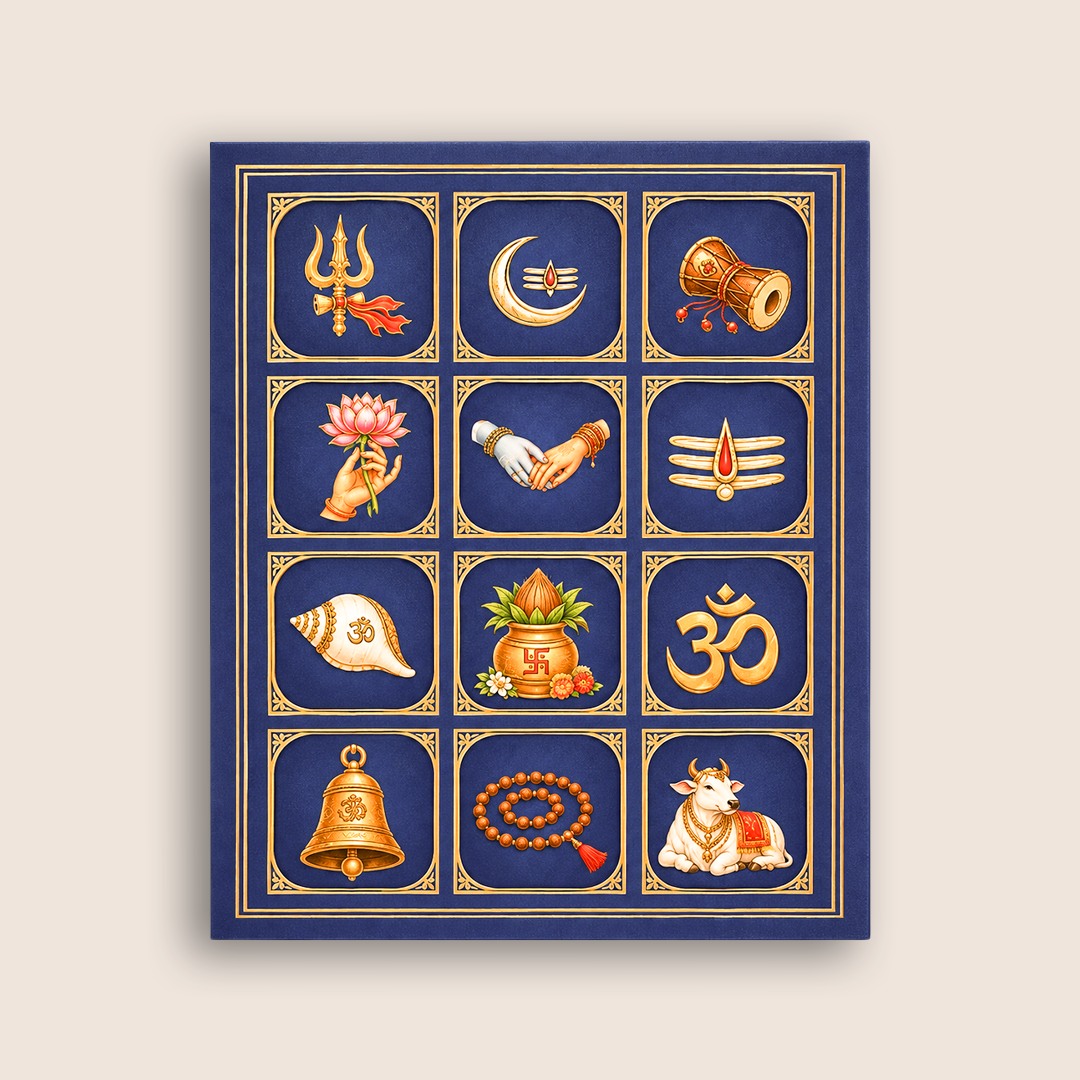 Royal Blue Traditional Padded Wedding Invitation Card - KNLW202578