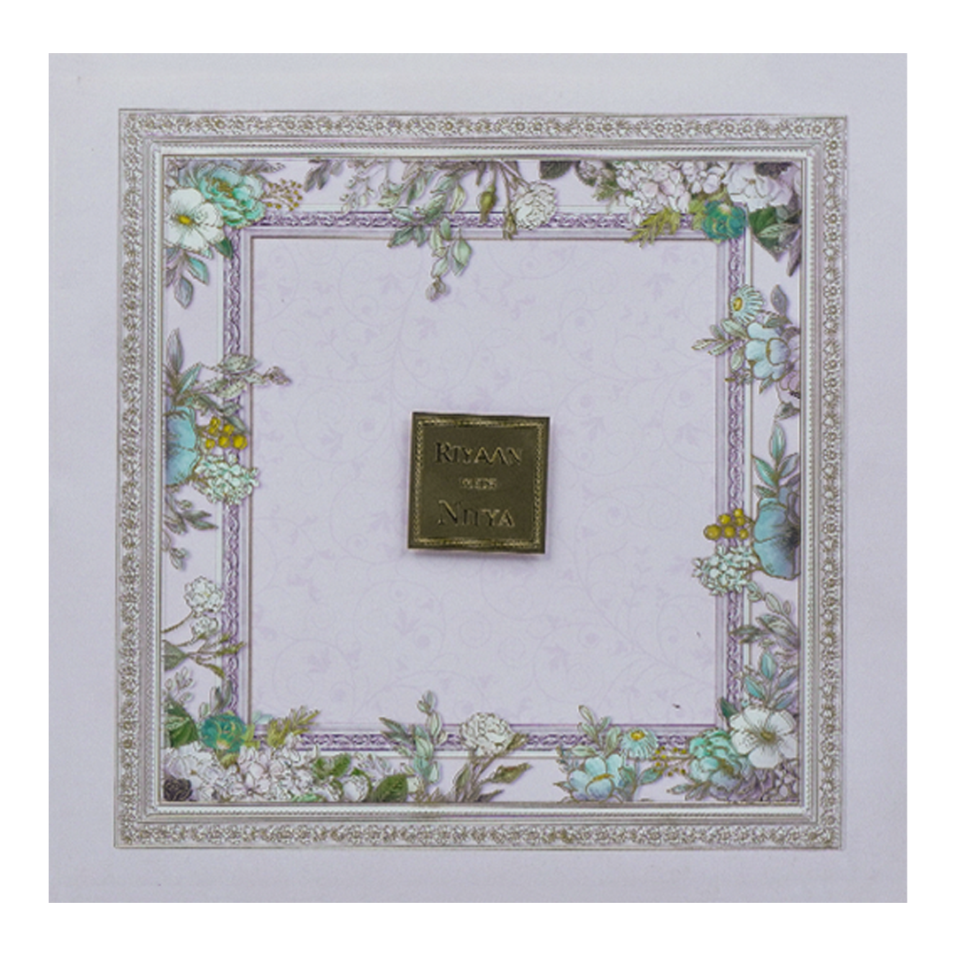 Lavender Floral Padded Wedding Card-KRC31130