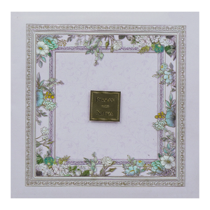 Lavender Floral Padded Wedding Card-KRC31130