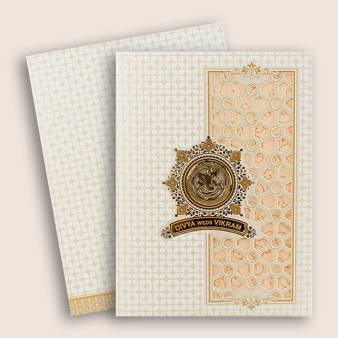 White Laser Cut Invitation Card-KNK7062W