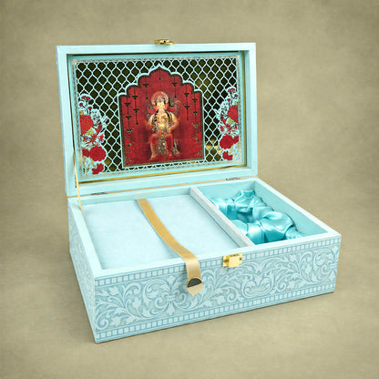 Blue Premium Bride Groom Luxury Invitation Box - KNLW20257