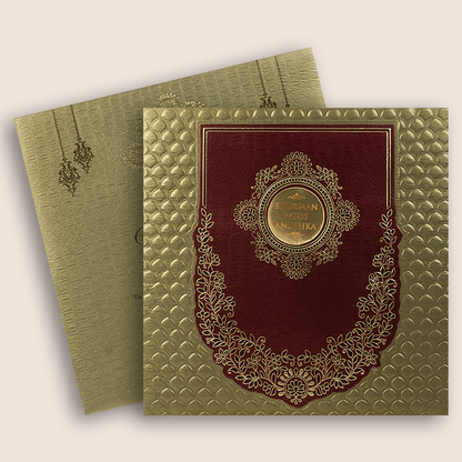 Gold Floral Embossed Wedding Invitation - KRB10131