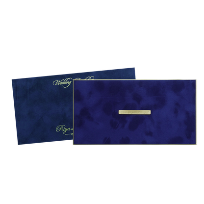 Royal Blue Velvet Padded Wedding Card -  KMMWD1148