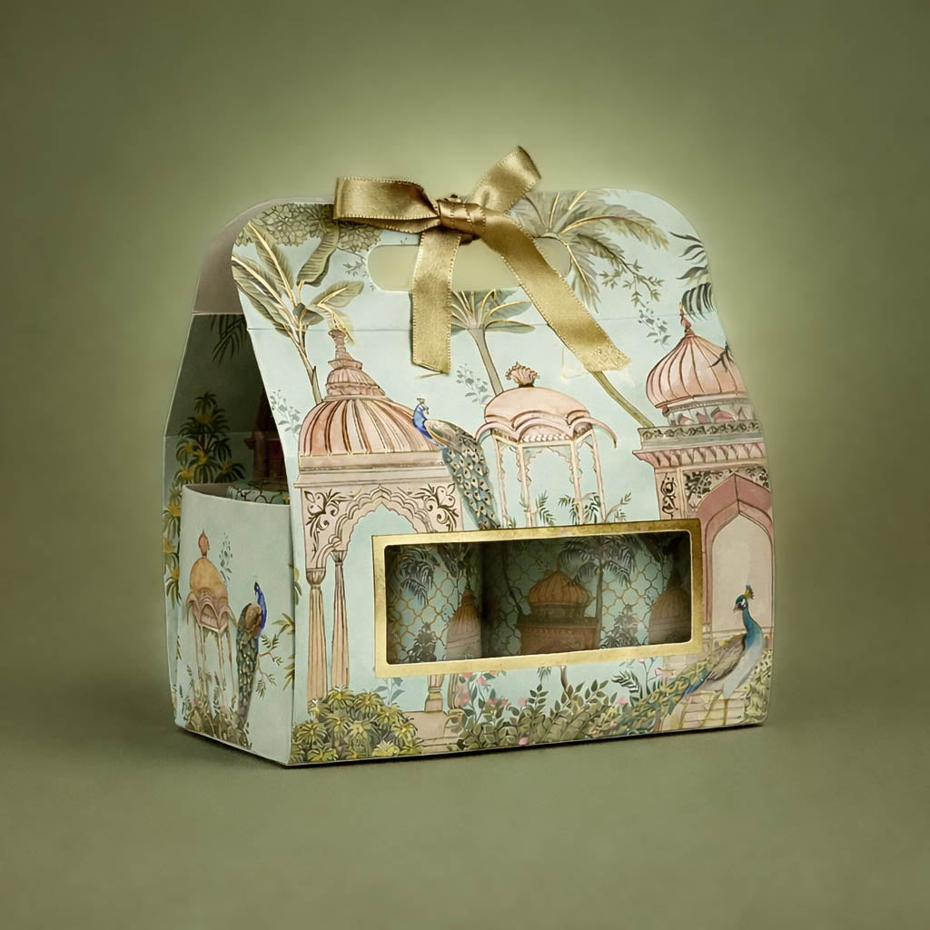 Green Peacock Palace Return Gift Hamper-GNBT9503