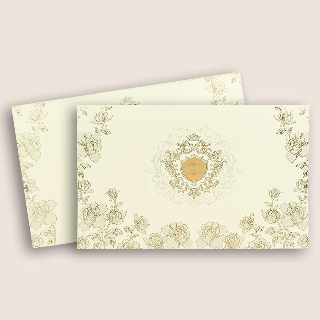 White Embossed Floral Marriage Card - KPR010310