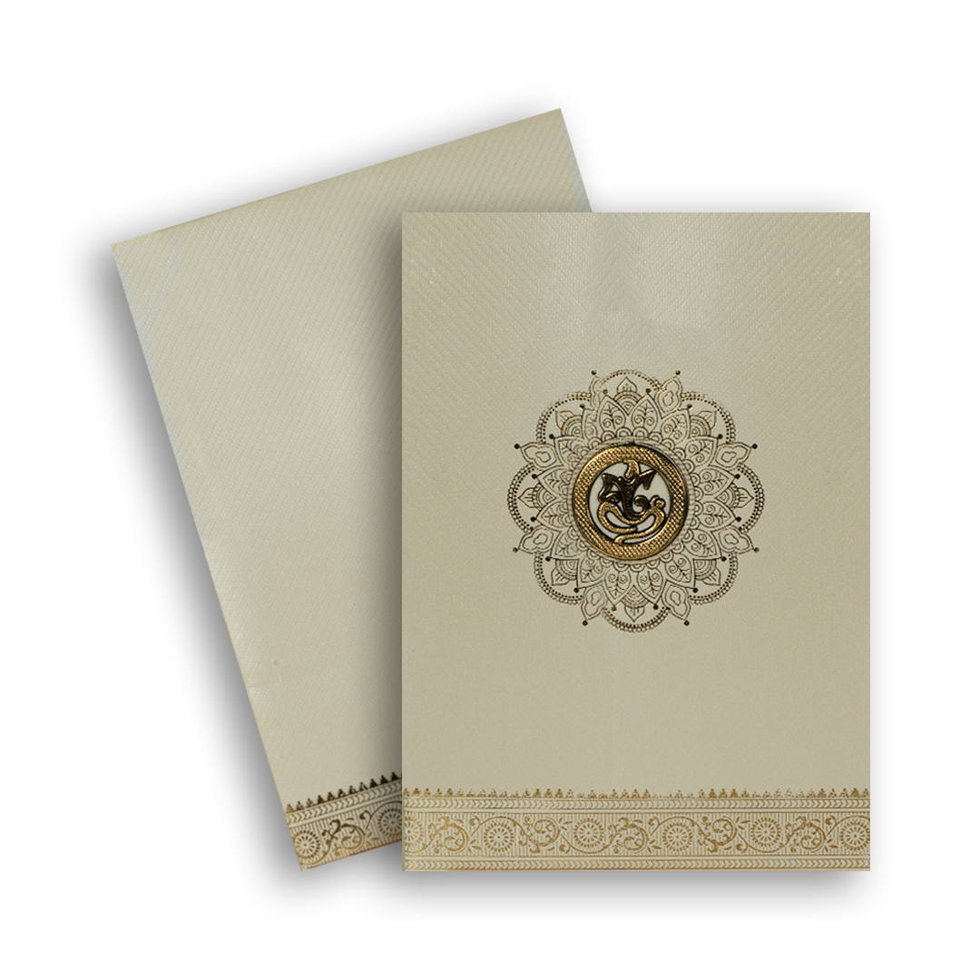 White Ganesha Invitation Card-KNKTW026