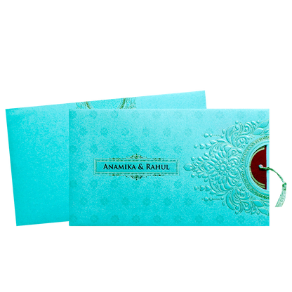 Blue Gold Mandala Cutout Wedding Card-KPR06360