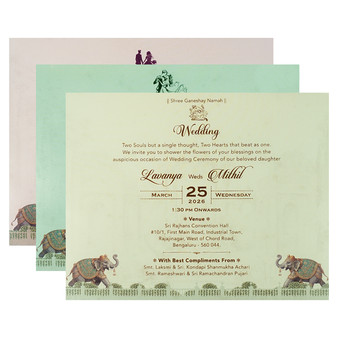 Royal Elephant Palace Wedding Card-KSSC2083