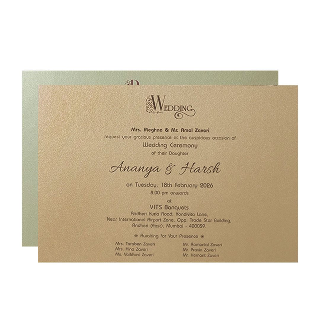 Dark Green Floral Padded Wedding Card-KMMWD1157