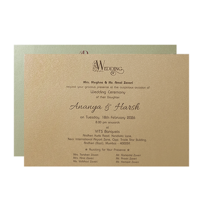 Dark Green Floral Padded Wedding Card-KMMWD1157