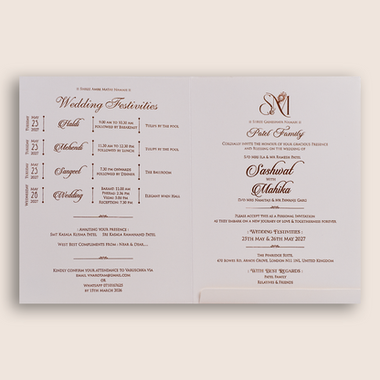 Ivory Embossed Royal Elephant Wedding Invitation Card - KRE29370