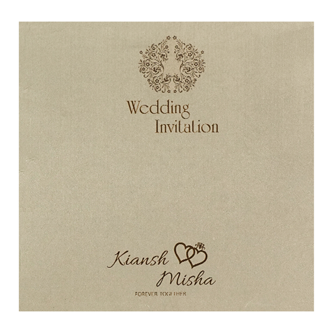 Elegant Ivory Laser-Cut Wedding Card - KRC31440