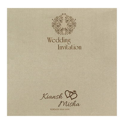Elegant Ivory Laser-Cut Wedding Card - KRC31440