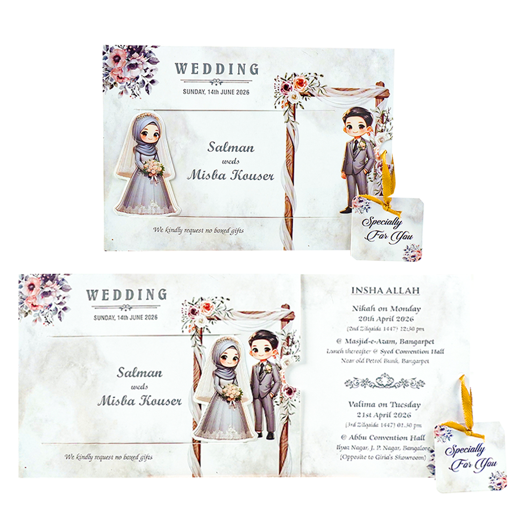 White Floral Couple Slide Invitation Card-KNKSP759