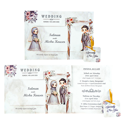 White Floral Couple Slide Invitation Card-KNKSP759