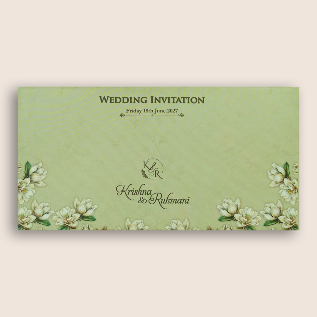 Pastel Green Floral Wedding Card - KJTS1933