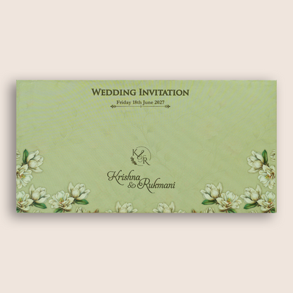 Pastel Green Floral Wedding Card - KJTS1933