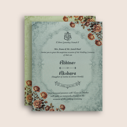 Pink Floral Door Style Padded Invitation Card - KPR07290