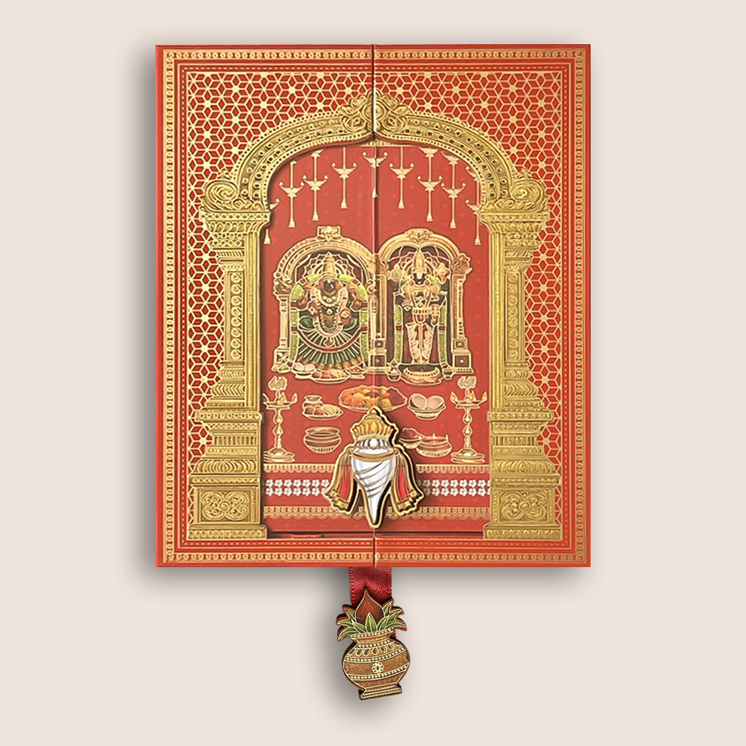 Red Balaji Padmavathi Premium Luxury Invitation - KNLW202569