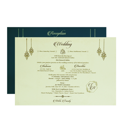 Blue Padded Embossed Floral Cutout Wedding Invitation Card-KRB09802
