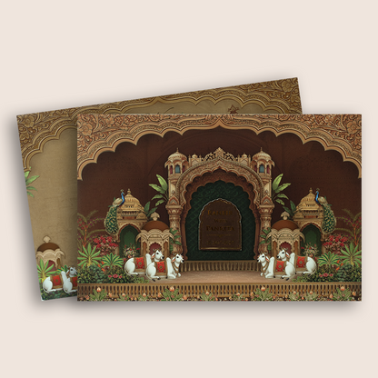 Brown Royal Palace Padded Invitation Card - KSH18030