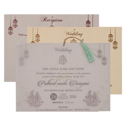 Light Blue Laser Cut Wedding Card-KJTS1813