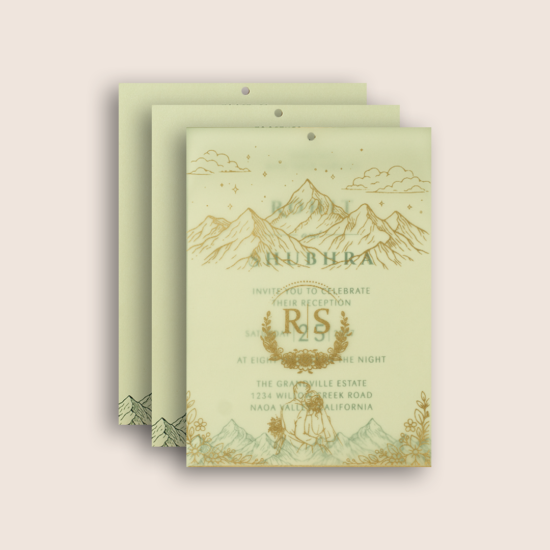 Teal Green Floral Laser Cut Invitation Card - KJP25160