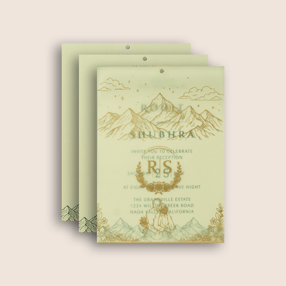Teal Green Floral Laser Cut Invitation Card - KJP25160