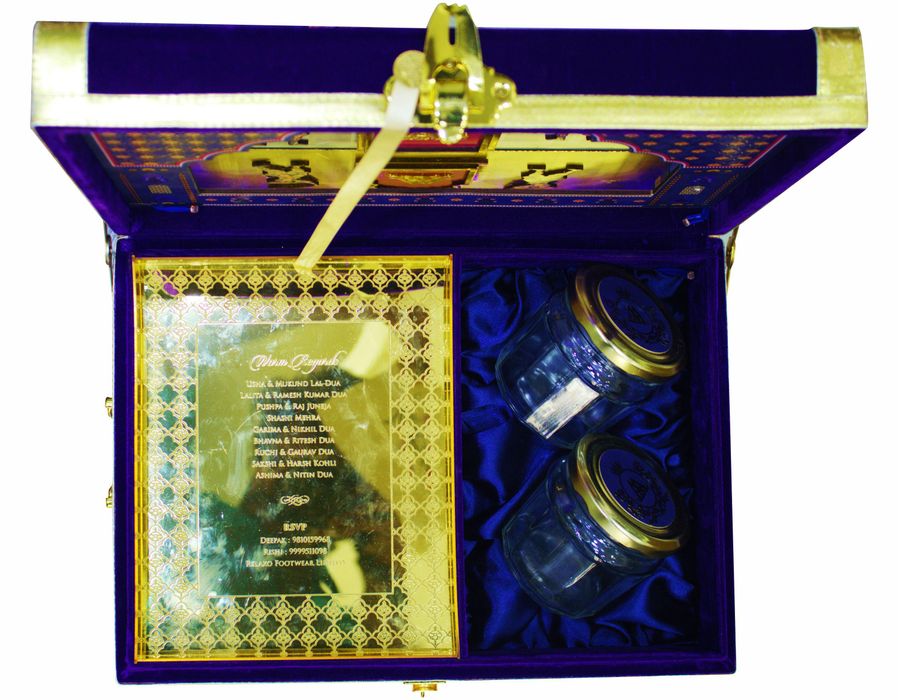 Violet Ultra Premium Velvet Invitation Box With Scodix Print-KNKUP010-King of Cards