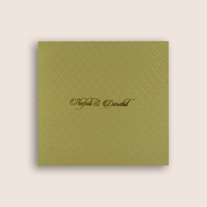 Metallic Olive Green Padded Invitation Card - KPR020070