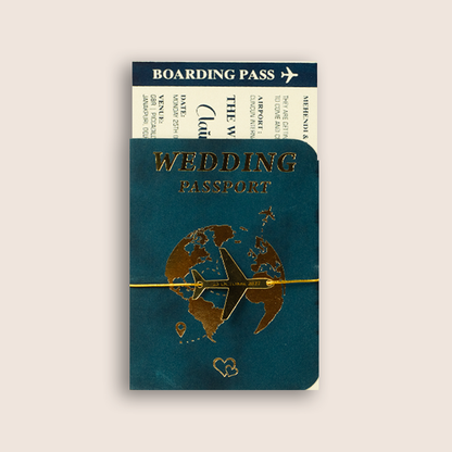 Navy Blue Wedding Passport Style Invitation Card - KJP29250